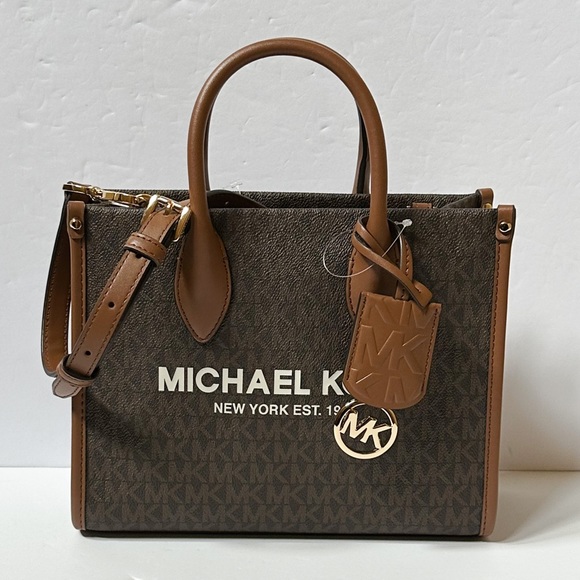 Michael Kors Mirella Small Shopper Tote Shoulder Bag MK Brown - Picture 12 of 12